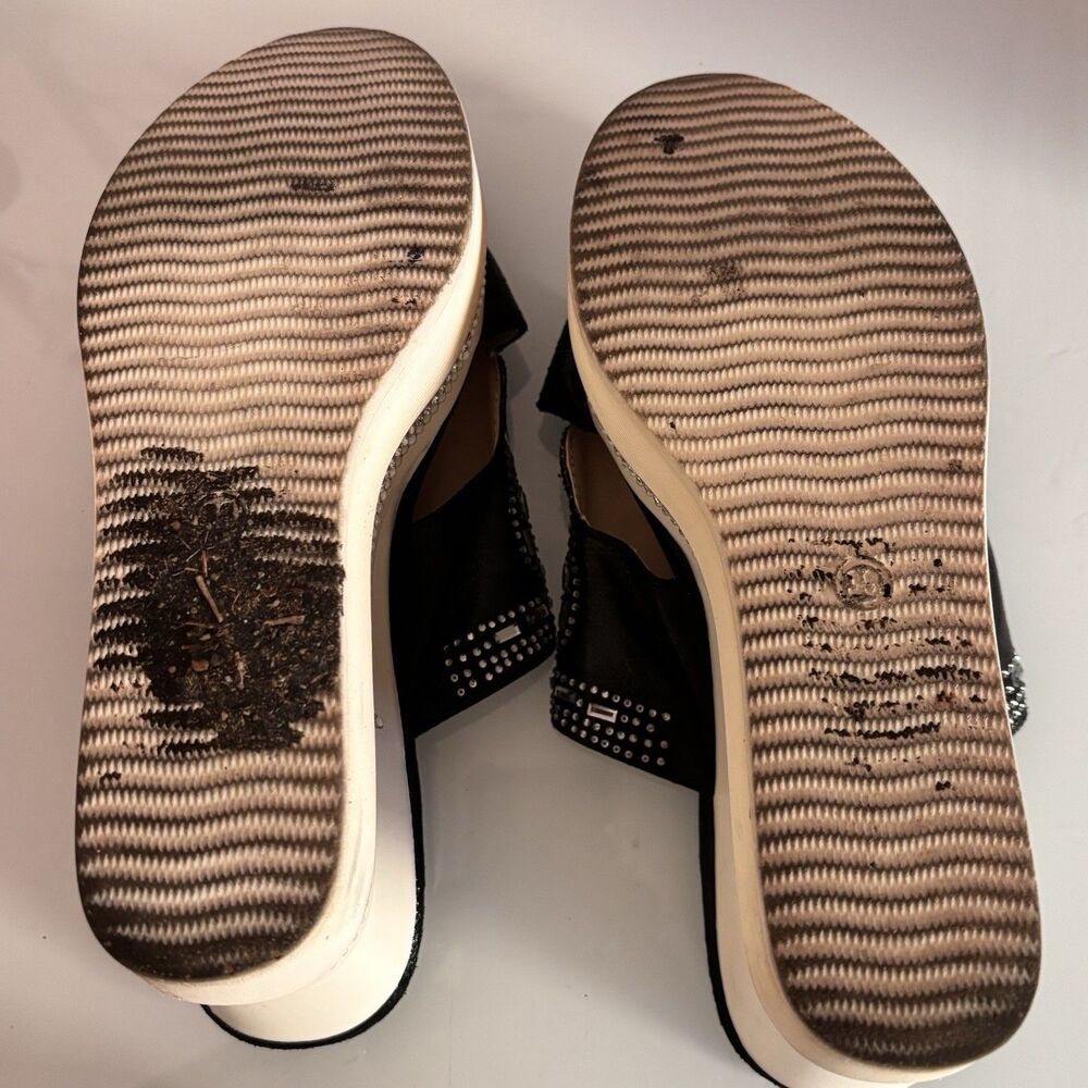 Italina Shoemakers Black Rhinestone Platform Wedge‎ Slide Sandals Womens EU 38 - Picture 5 of 6